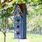 Glitzhome® 24.25" Oversized Washed Blue 3-Tiered Solid Wood Villa Birdhouse